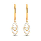 3/4 CT Round Zircon Evil Eye Hoop Drop Earrings in Gold Zircon - ( AAAA ) - Quality - Rosec Jewels