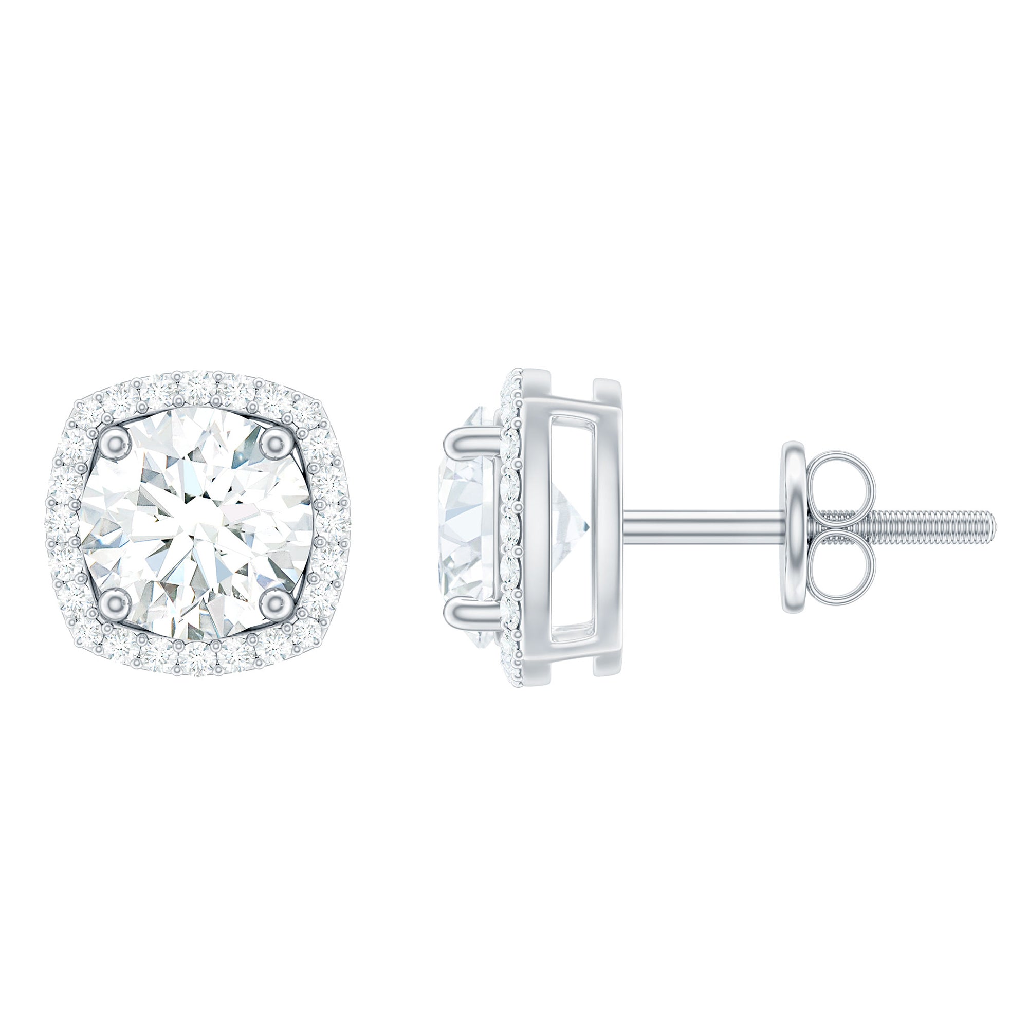 2.25 CT Round Cut Zircon Cocktail Halo Stud Earrings