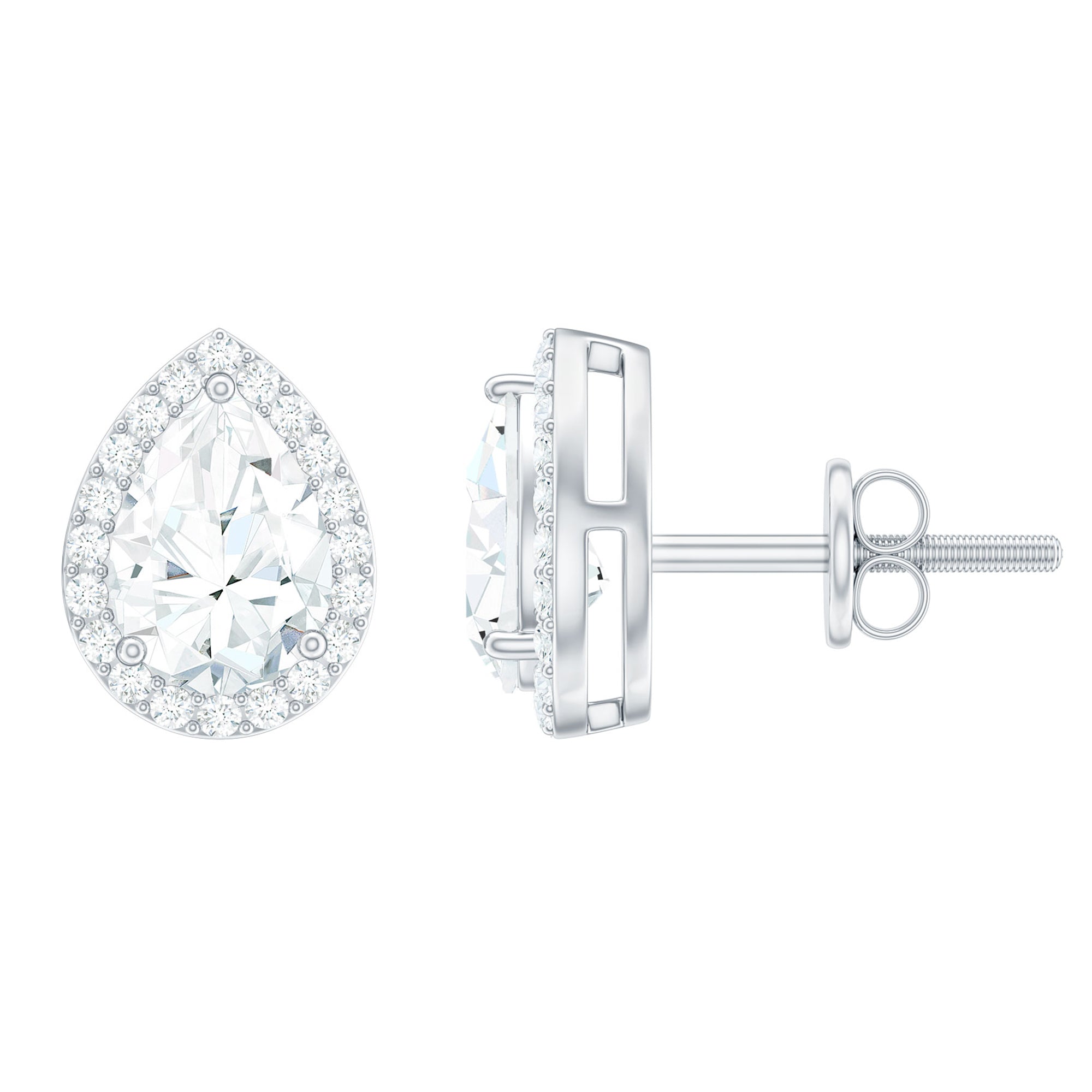 Certified 5X7 MM Cubic Zirconia Halo Stud Earrings