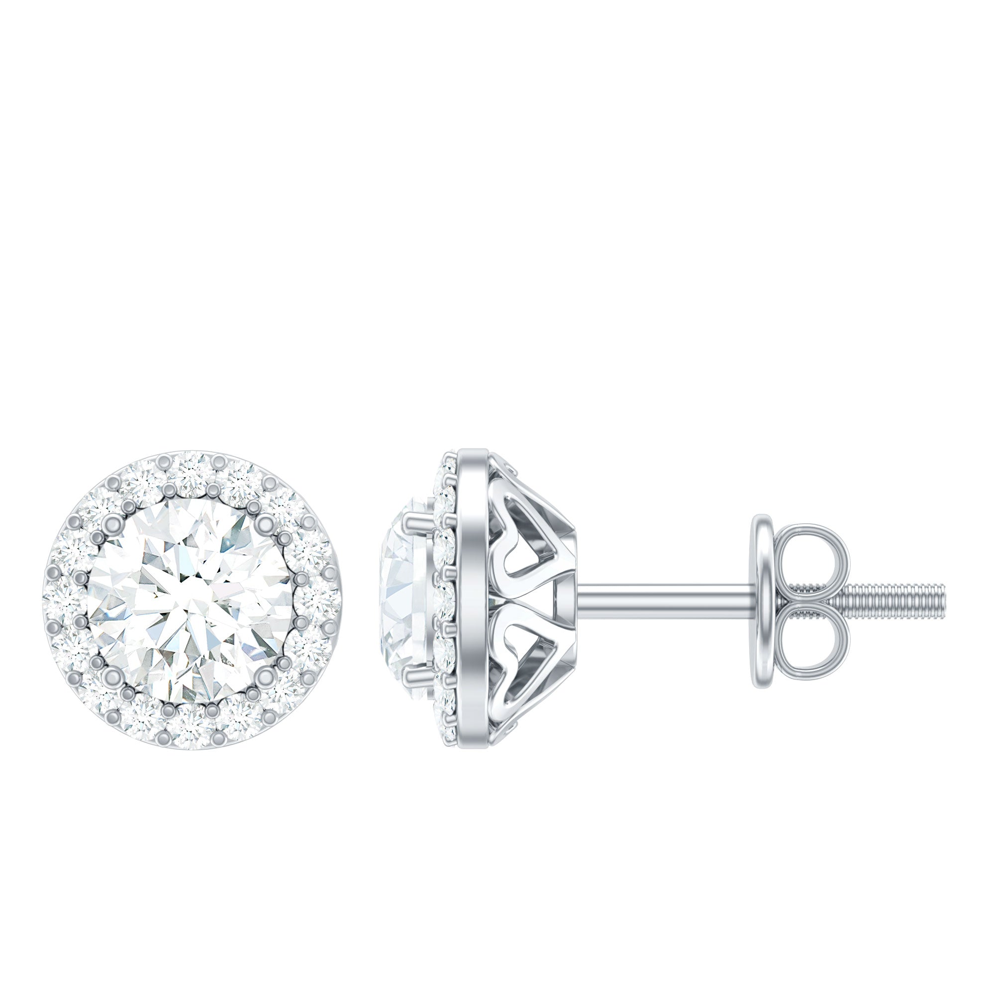 1.50 CT Certified Moissanite Stud Earrings with Halo