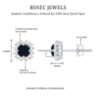 Genuine Black Opal Diamond Earrings with Screw Back AAA - Rosec Jewels