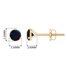 Round Cut Black Opal Stud Earring in a 3-Prong Martini Setting Black Opal - ( AAA ) - Quality - Rosec Jewels