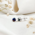 0.9 Carat Natural Black Opal Solitaire Stud Earrings with Screw Back AAA - Rosec Jewels