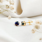 0.9 Carat Natural Black Opal Solitaire Stud Earrings with Screw Back AAA - Rosec Jewels