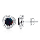 Natural Black Opal Solitaire Swirl Stud Earrings AAA - Rosec Jewels