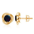 Natural Black Opal Solitaire Swirl Stud Earrings AAA - Rosec Jewels