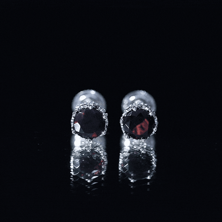 Natural Black Opal Crown Stud Earrings with Screw Back AAA - Rosec Jewels