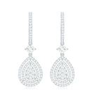 Certified Moissanite Teardrop Hoop Earrings for Women D-VS1 - Rosec Jewels