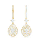 Certified Moissanite Teardrop Hoop Earrings for Women D-VS1 - Rosec Jewels