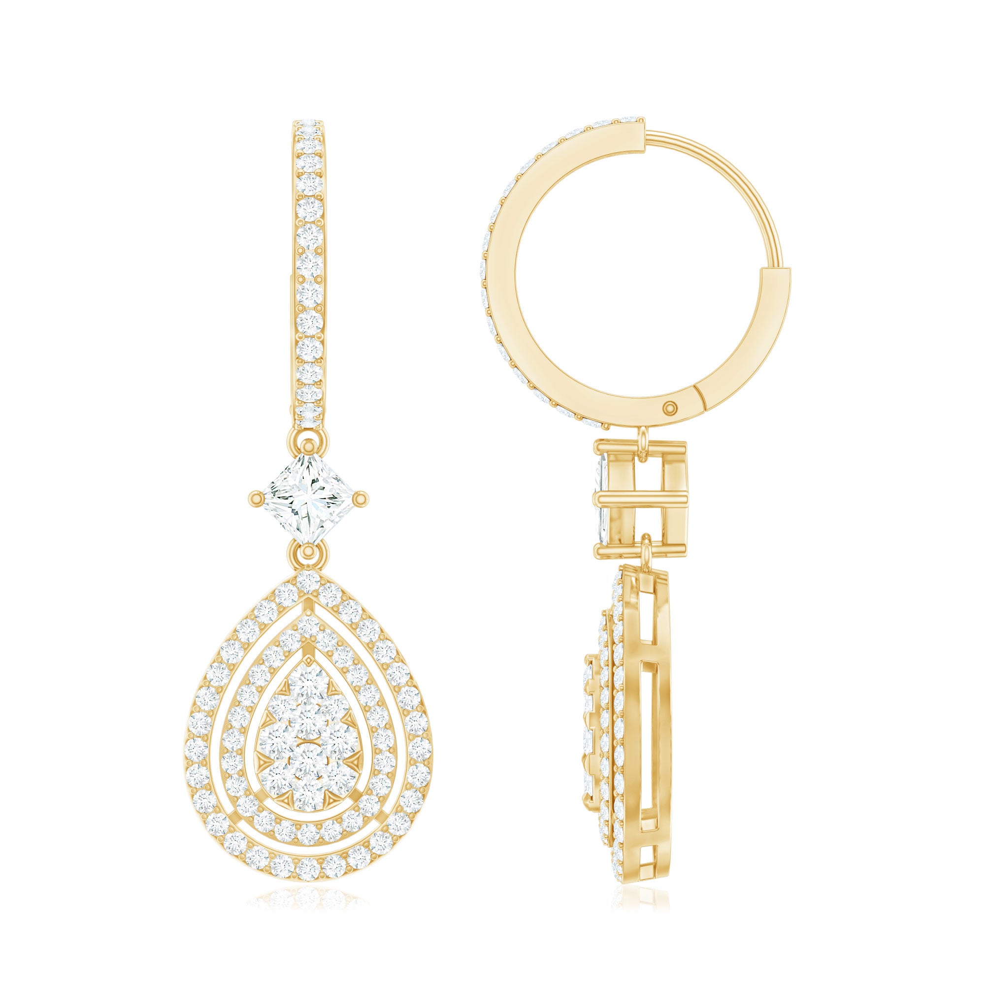 Certified Moissanite Teardrop Hoop Earrings for Women D-VS1 - Rosec Jewels