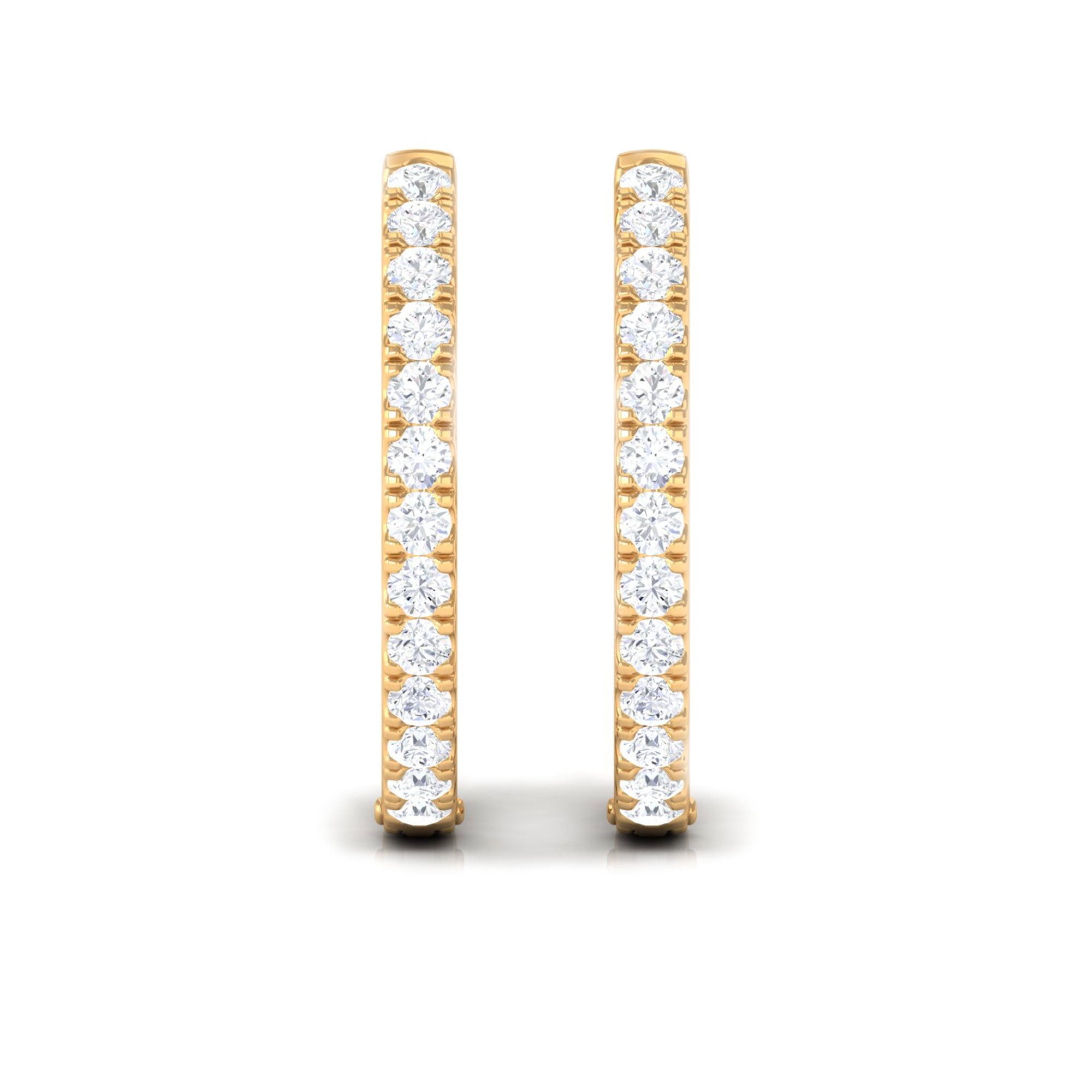 Rosec Jewels-1/2 CT Round Diamond Simple Hinged Hoop Earrings