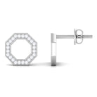 Rosec Jewels-Diamond Octagon Shape Earrings With Screw Back