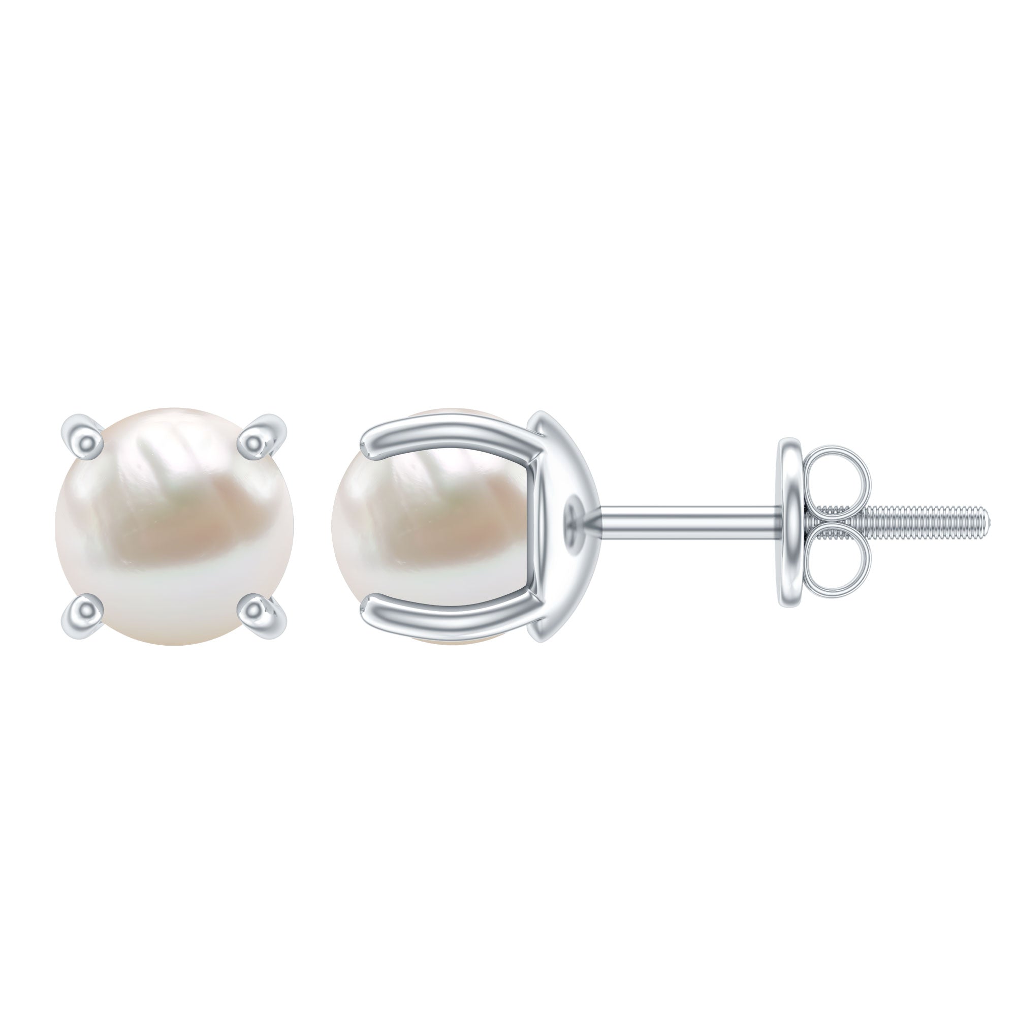 Genuine Handpicked Freshwater Pearl Stud Earrings with Screw Back