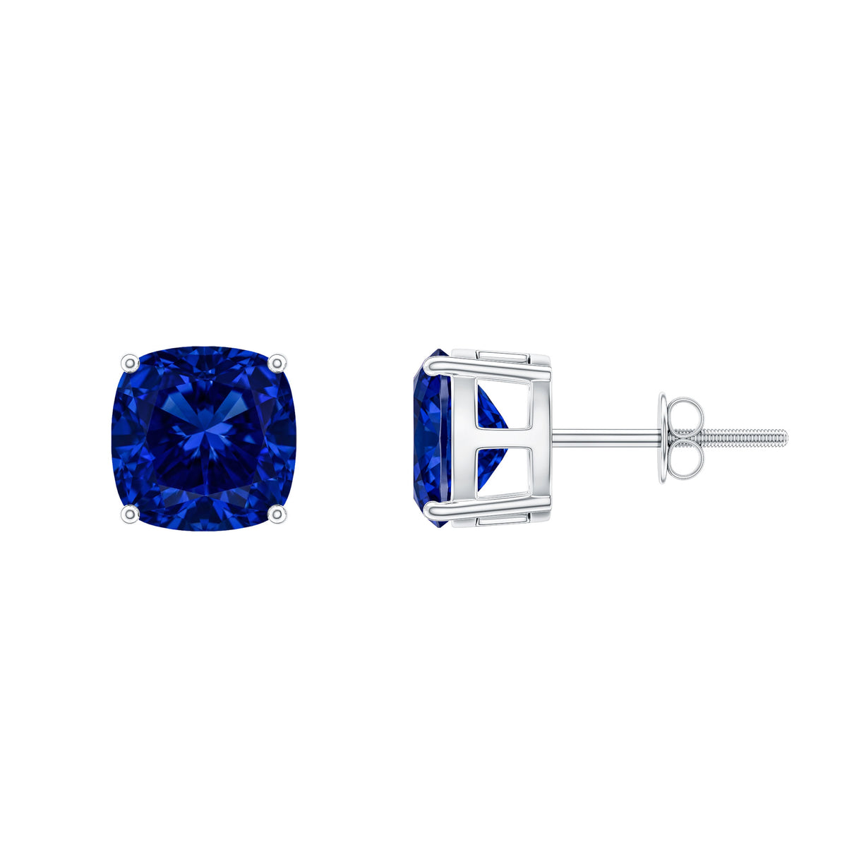5.5 Carat Lab Grown Blue Sapphire Solitaire Stud Earring With Certificate AAAA - Rosec Jewels