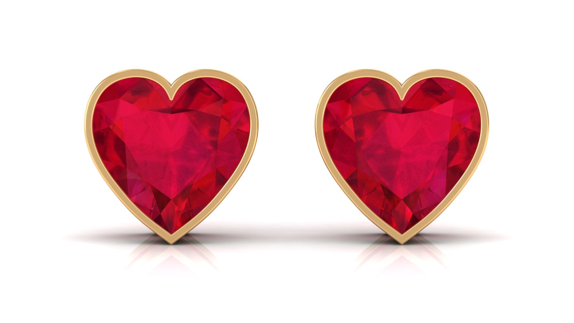 4 Carat Heart Shape Lab Grown Ruby Stud Earrings for Women AAAA - Rosec Jewels
