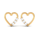 Rosec Jewels-Three Stone Diamond Gold Heart Stud Earring for Women