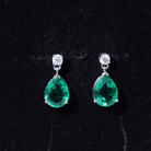 3.4 Carat Pear Cut Lab Created Emerald and Diamond Teardrop Earrings AAAA - Rosec Jewels