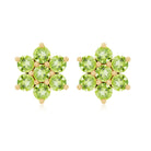 Real 2.24 Carat Peridot Flower Cluster Stud Earrings AAA - Rosec Jewels