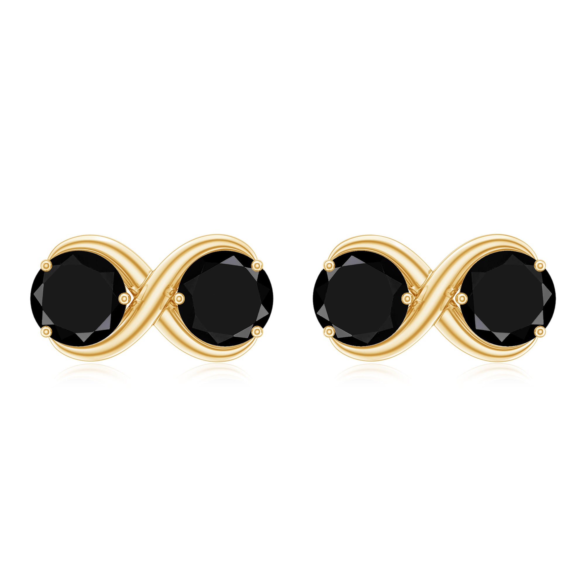 Genuine 1.8 Carat Black Spinel Two Stone Infinity Stud Earrings AAA - Rosec Jewels