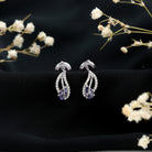 Pear Shape Tanzanite and Diamond Leaf Stud Earrings AAA - Rosec Jewels