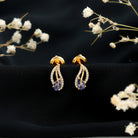 Pear Shape Tanzanite and Diamond Leaf Stud Earrings AAA - Rosec Jewels
