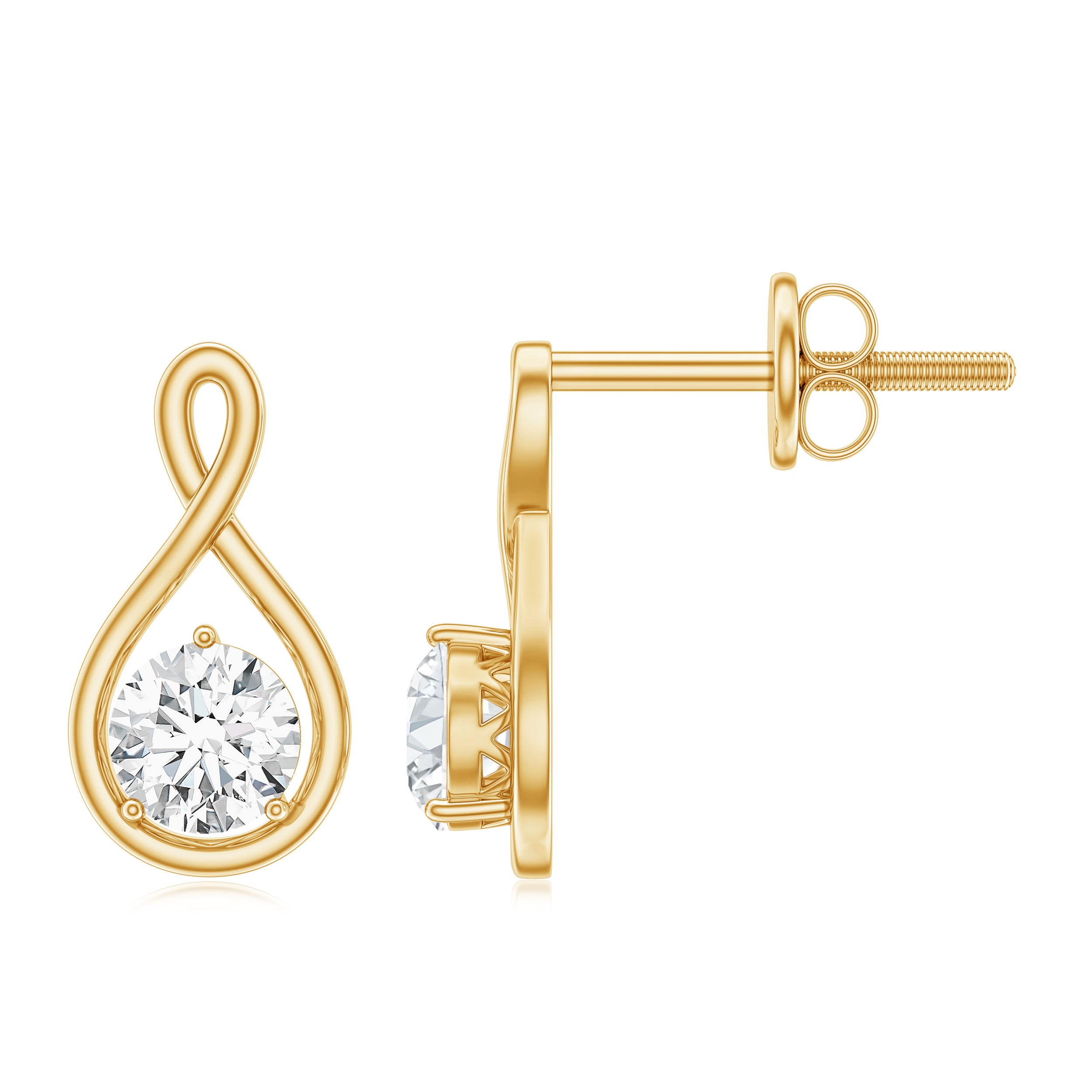 0.50 CT Round Cut Moissanite Infinity Stud Earrings D-VS1 - Rosec Jewels