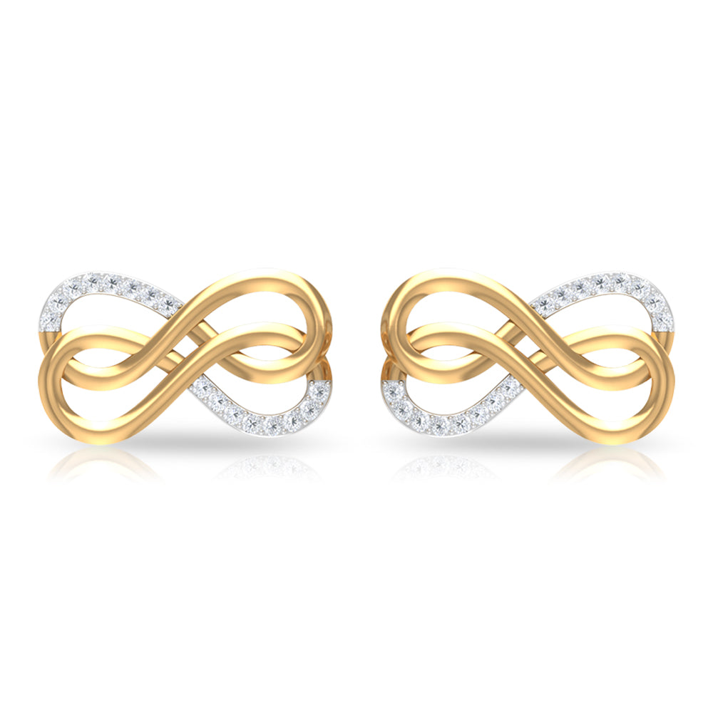 Diamond and Gold Twin Infinity Stud Earring Diamond - ( HI-SI ) - Color and Clarity - Rosec Jewels