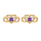 Amethyst Infinity Heart Stud Earrings Amethyst - ( AAA ) - Quality - Rosec Jewels