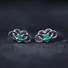 Lab Grown Emerald Infinity Heart Stud Earrings AAAA - Rosec Jewels
