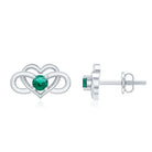 Lab Grown Emerald Infinity Heart Stud Earrings AAAA - Rosec Jewels