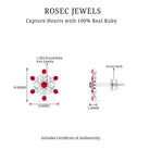 Natural Ruby Flower Stud Earrings for Women AAA - Rosec Jewels
