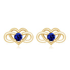Lab Created Blue Sapphire Infinity Heart Stud Earrings AAAA - Rosec Jewels