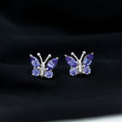 1.75 CT Butterfly Stud Earrings with Round and Marquise Cut Tanzanite Tanzanite - ( AAA ) - Quality - Rosec Jewels