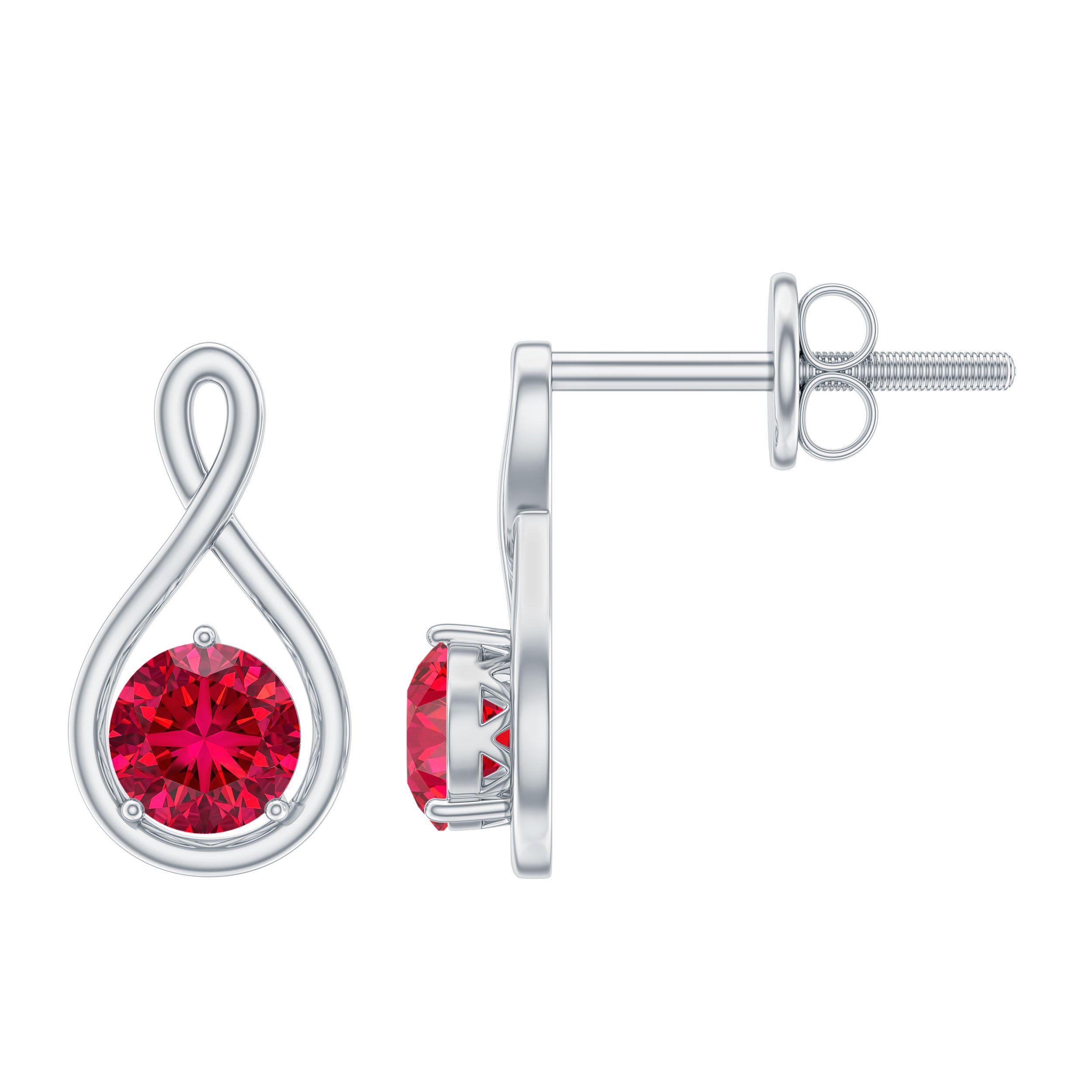 0.6 Ct Round Cut Lab Created Ruby Infinity Stud Earrings AAAA - Rosec Jewels