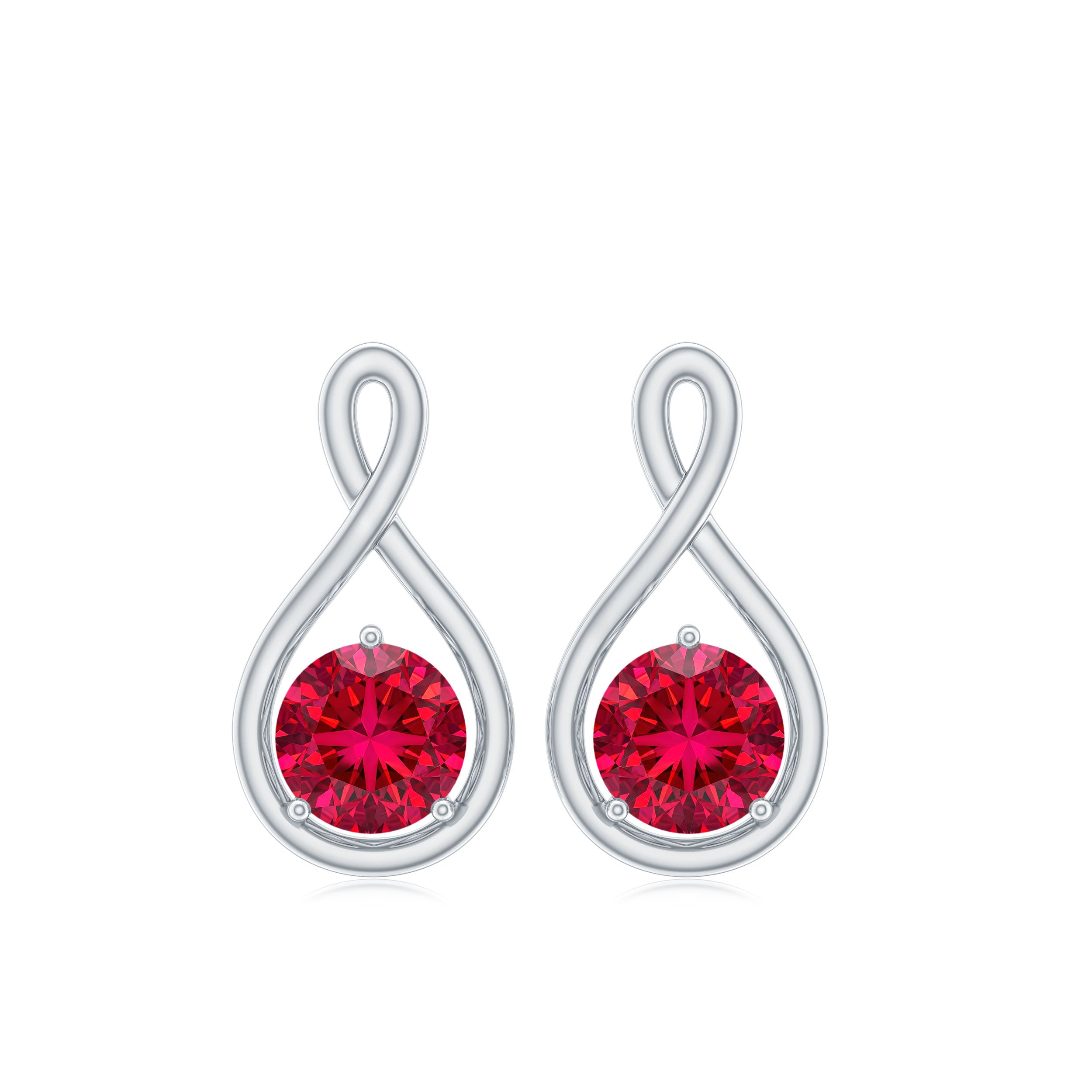 0.6 Ct Round Cut Lab Created Ruby Infinity Stud Earrings AAAA - Rosec Jewels