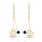 Real Blue Sapphire and Diamond Snowflake Dangle Hoop Earrings AAA - Rosec Jewels