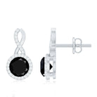 2 Carat Lab Grown Black and White Diamond Infinity Stud Earrings AAAA ( Synthetic ) - Rosec Jewels