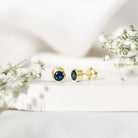 1.2 Carat Round Cut London Blue Topaz Solitaire Stud Earrings in Bezel Setting AAA - Rosec Jewels