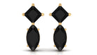 Natural Black Spinel Minimal Stud Earrings AAA - Rosec Jewels