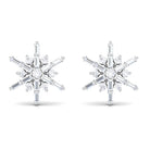 Minimal Diamond Snowflake Stud Earrings Natural - ( HI-SI ) - Rosec Jewels