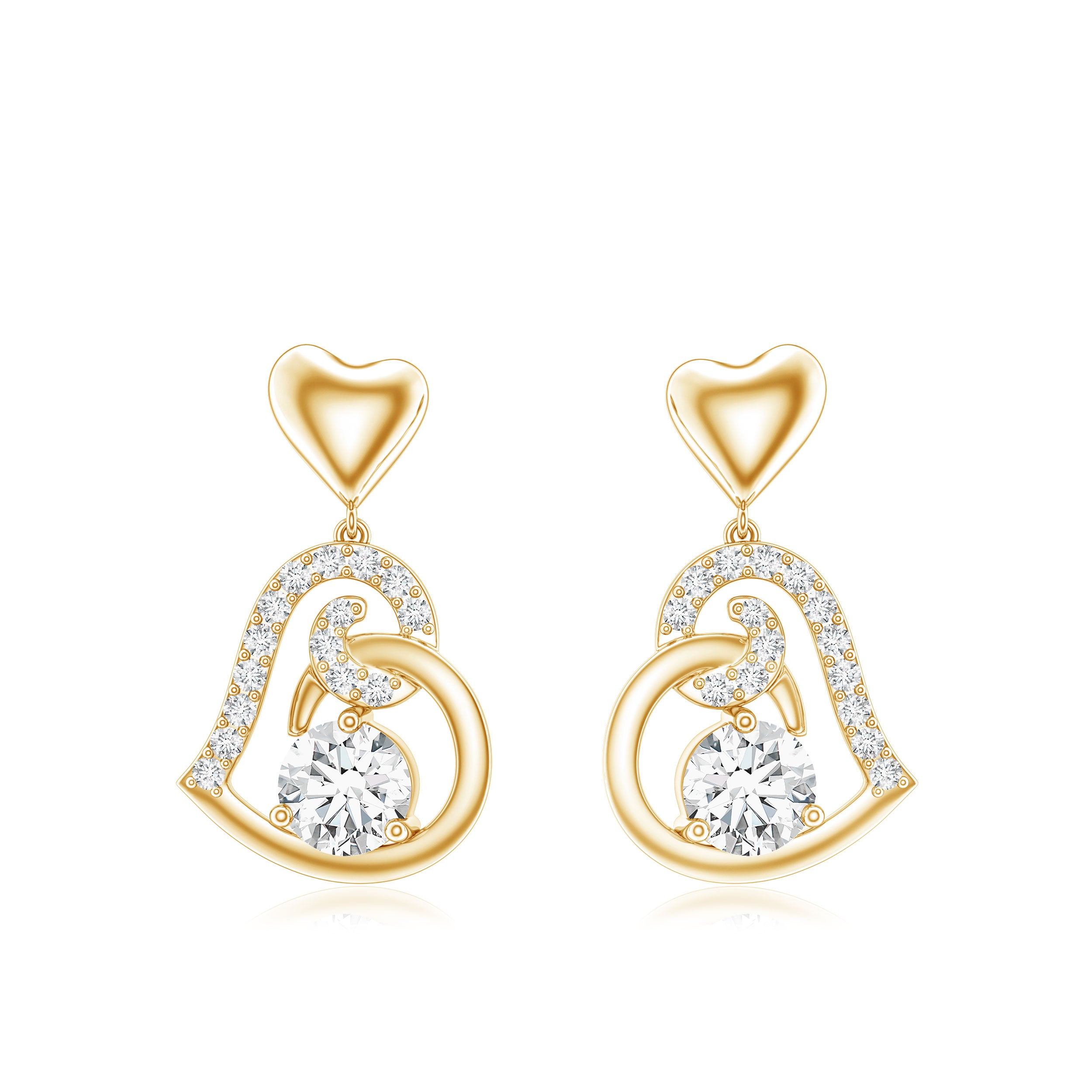 0.6 Carat Moissanite Heart Drop Earrings for Women D-VS1 - Rosec Jewels
