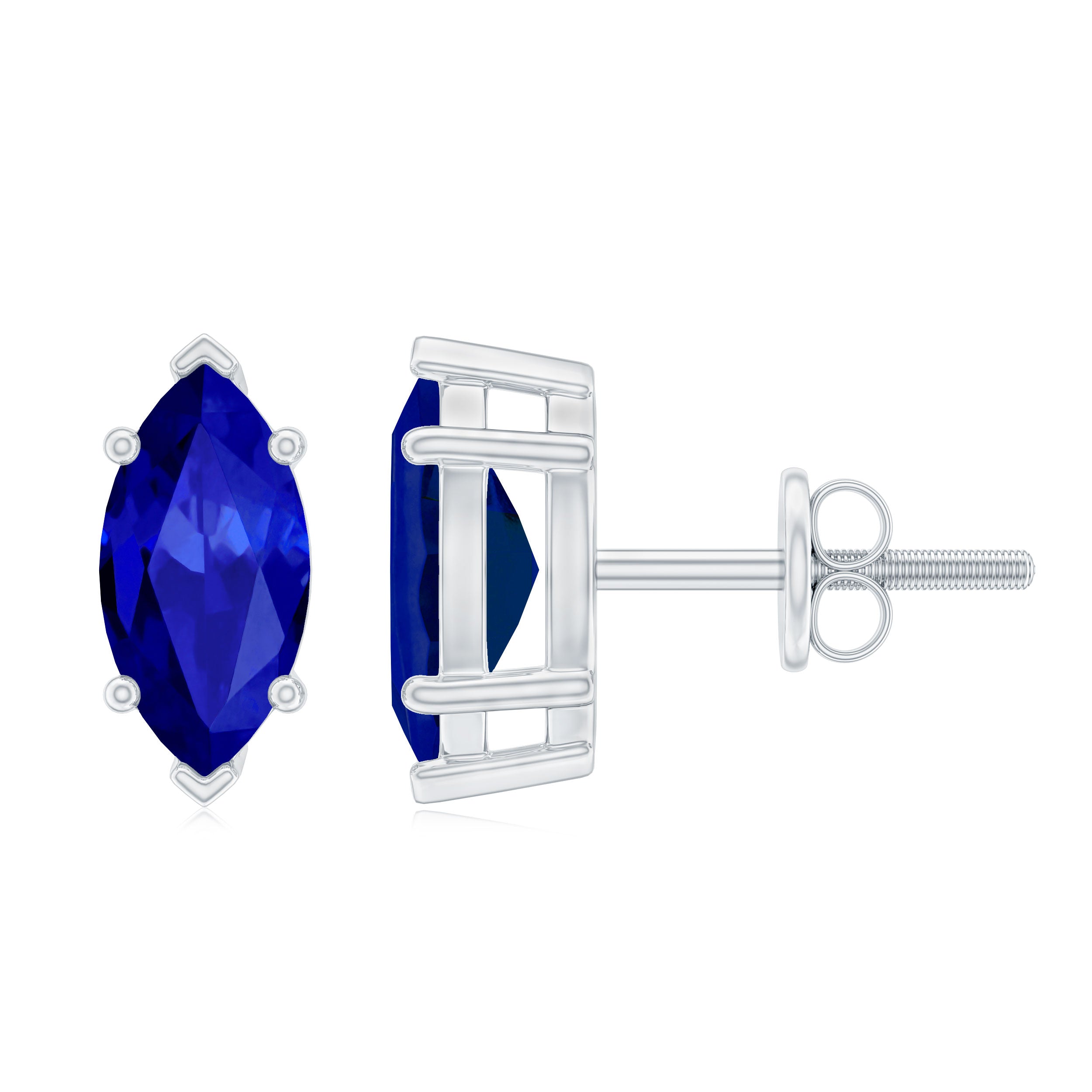 Marquise Created Blue Sapphire Stud Earrings