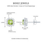 Natural 1 Carat Peridot Stud Earrings with Diamond Halo AAA - Rosec Jewels
