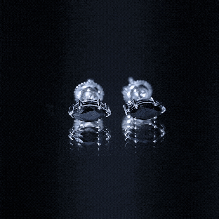 1.4 CT Marquise Black Spinel Solitaire Stud Earrings AAA - Rosec Jewels