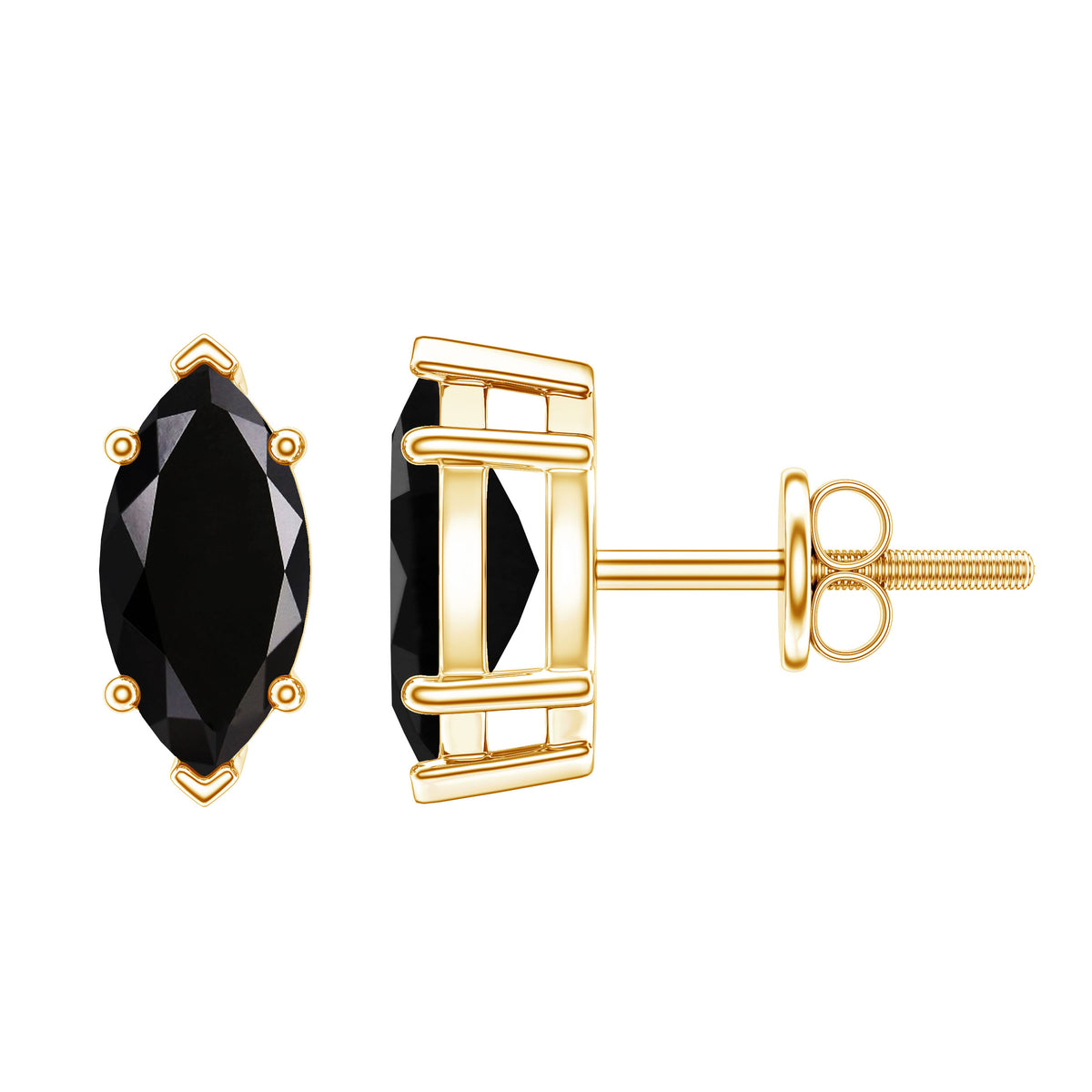 1.4 CT Marquise Black Spinel Solitaire Stud Earrings AAA - Rosec Jewels