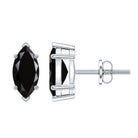 Genuine Black Onyx Marquise Stud Earrings with Certificate AAA - Rosec Jewels