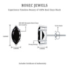 Genuine Black Onyx Marquise Stud Earrings with Certificate AAA - Rosec Jewels
