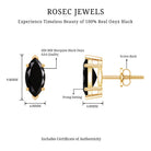 Genuine Black Onyx Marquise Stud Earrings with Certificate AAA - Rosec Jewels