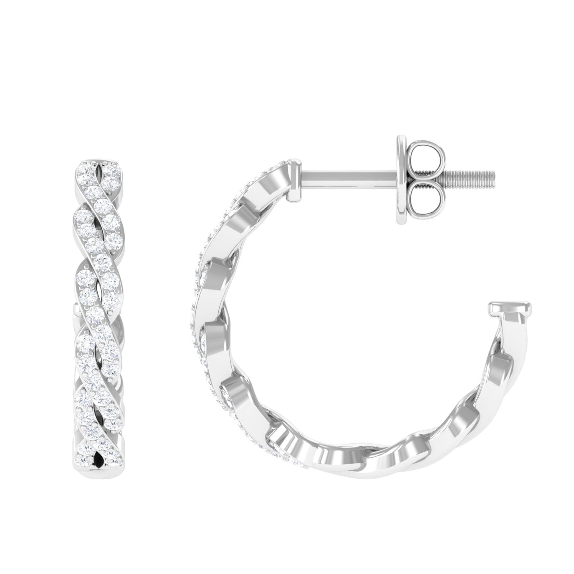 Natural Diamond Infinity Hoop Earrings with Authenticity Certificate