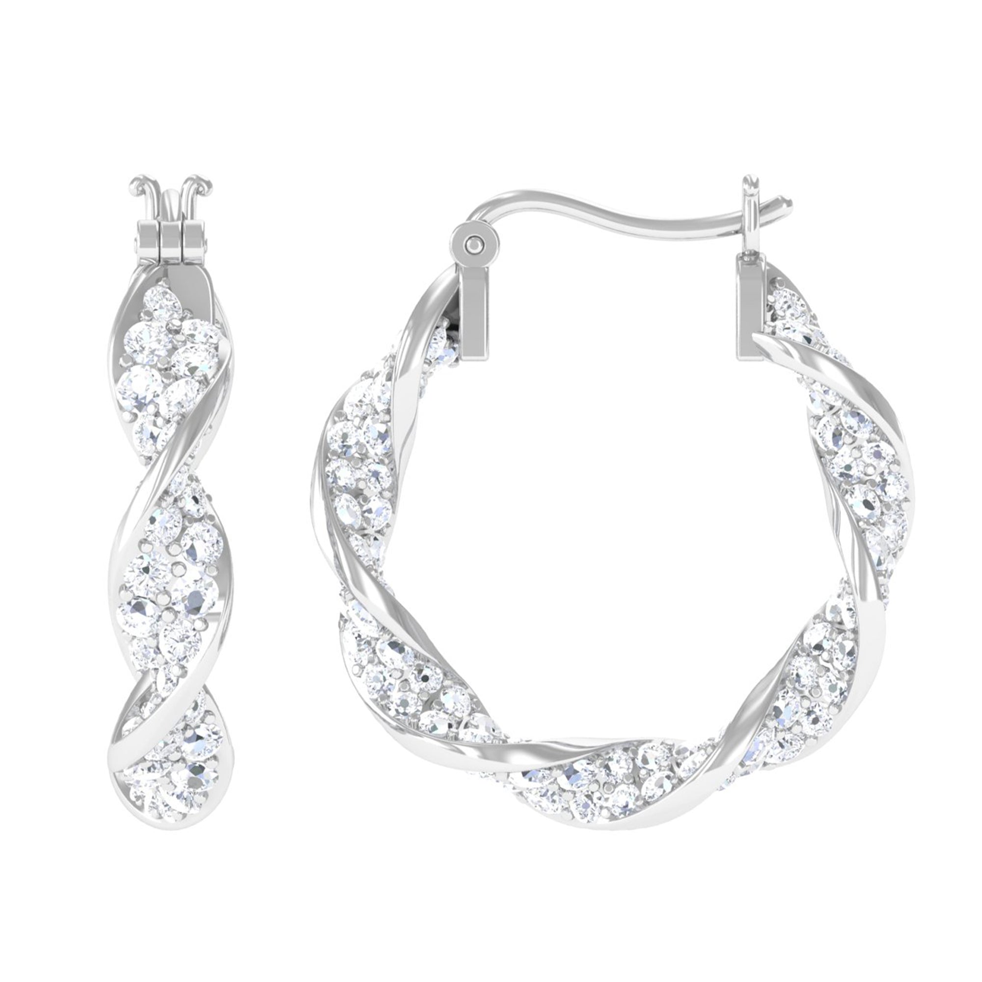 5.25 CT Certified Moissanite Twisted Hoop Earrings Moissanite - ( D-VS1 ) - Color and Clarity - Rosec Jewels